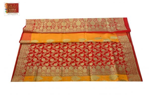 Red and Yellow Gorgeous Banarasi Saree-91