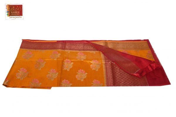 Red & Yellow Tussar Banarasi Saree-75