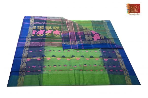 Blue and Peacock Green Tant Tussar Saree-155