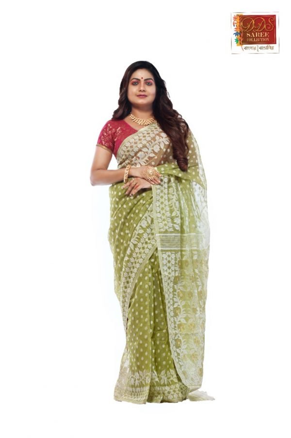 Green Nayantara Jamdani Saree-0
