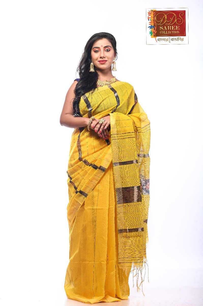 Handwoven Cotton Saree with Running Blouse - Black Kotki – Ramanika