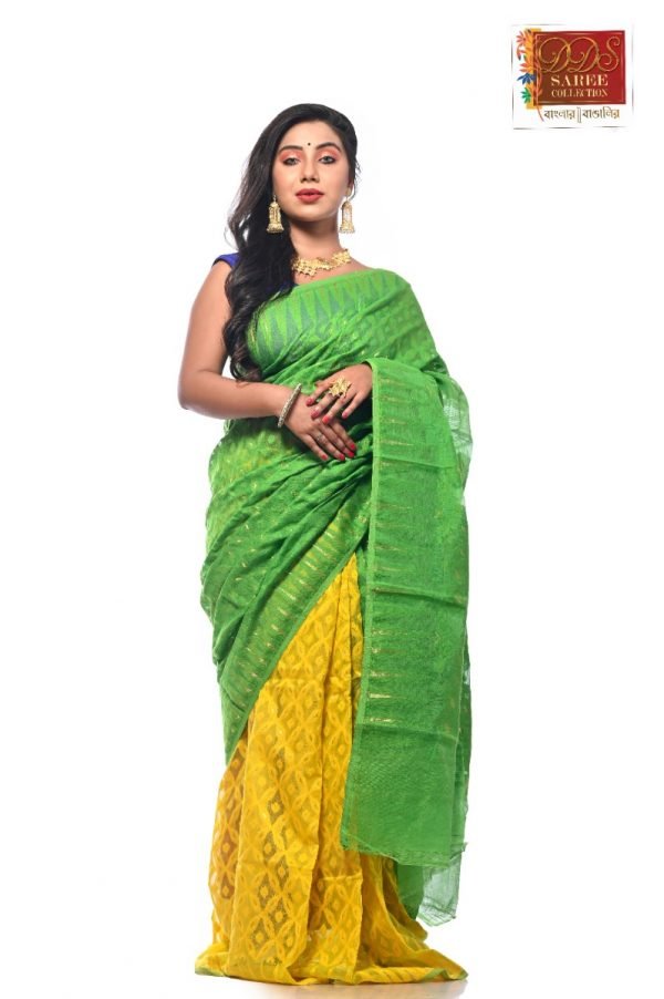 Stunning Green Minakari Jamdani Saree-0