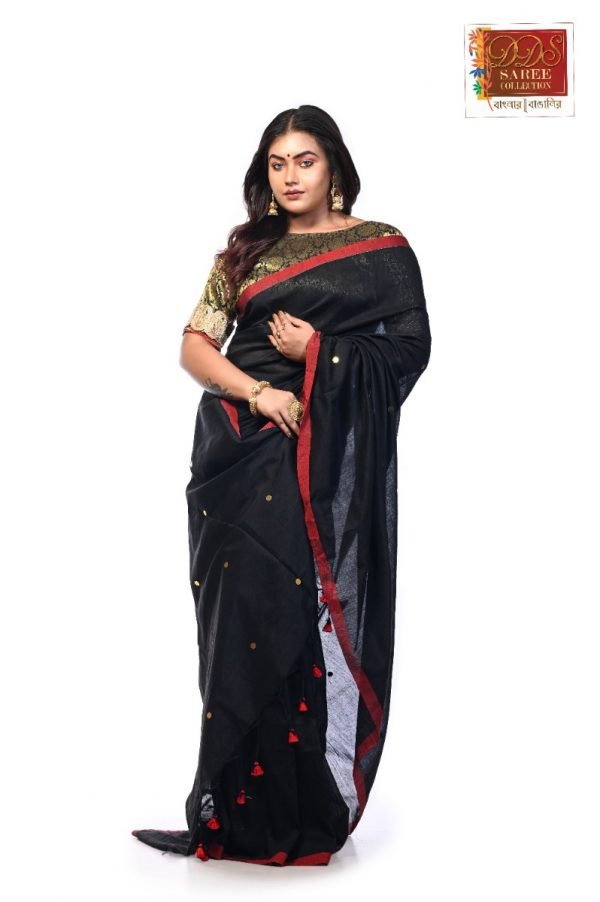 Black Gini Khadi Saree-219
