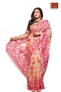 Off White & Pink Horin Jamdani Saree-166