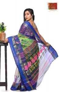 Blue and Peacock Green Tant Tussar Saree-157