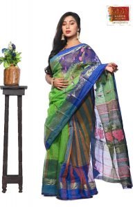 Blue and Peacock Green Tant Tussar Saree-158