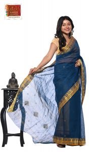 Midnight Blue Dhaniakhali Tant Saree-246
