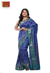 Blue Ikat Pochampally Silk Saree-0
