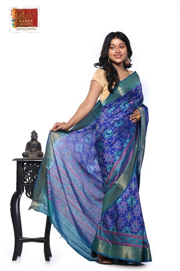 Blue Ikat Pochampally Silk Saree-122