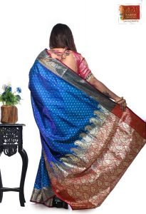 Dark Blue Motif Katan Banarasi Silk Saree-65